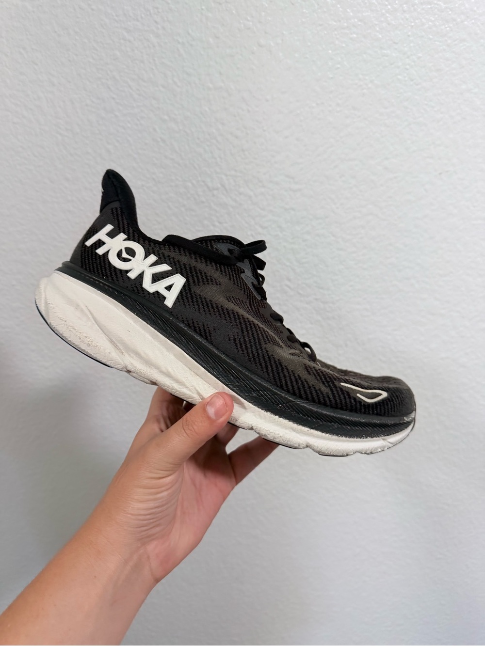 Hoka Black and White Men's Athletic Running Shoe